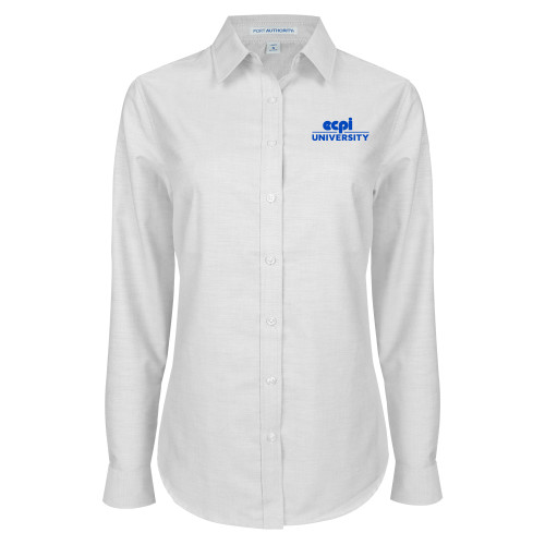  Womens White Oxford Shirt - ECPI University Stacked