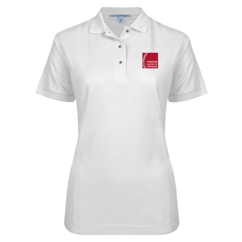  Womens Silk Touch White Pique Polo - Medical Careers Institute