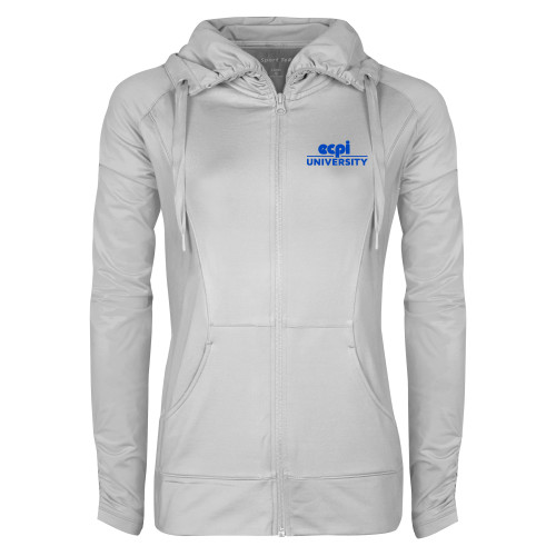  Womens White Sport Wick Stretch Full Zip Jacket - ECPI University Stacked