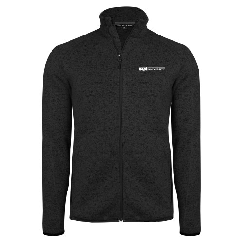  Black Heather  Sweater Fleece Jacket - ECPI University Flat