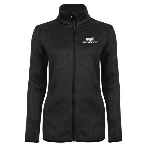 Womens Black Heather Fleece Jacket - ECPI University Stacked