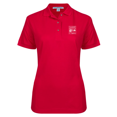  Womens Silk Touch Red Pique Polo - Culinary Institute of Virginia