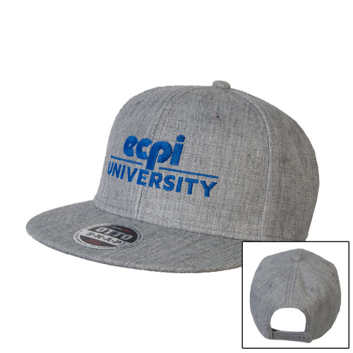  Heather Grey Wool Blend Flat Bill Snapback Hat - ECPI University Stacked