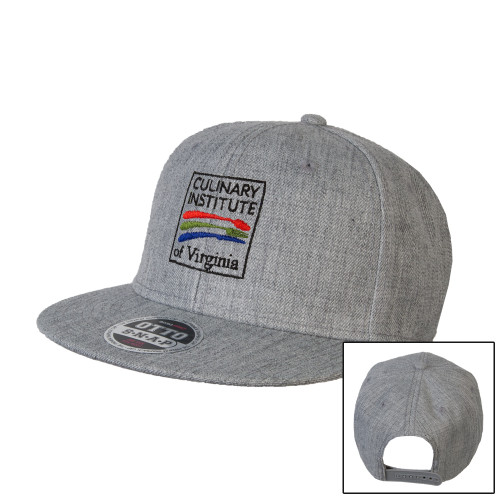  Heather Grey Wool Blend Flat Bill Snapback Hat - Culinary Institute of Virginia