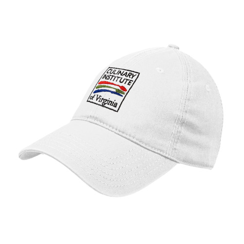  White Unstructured Adjustable Low Profile Hat - Culinary Institute of Virginia