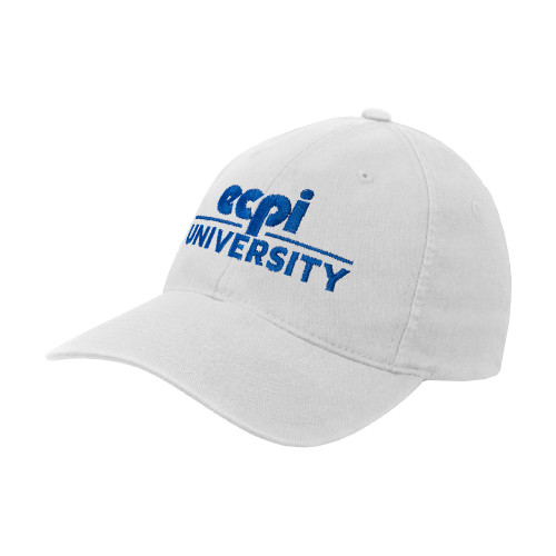  White Flexfit Structured Low Profile Hat - ECPI University Stacked