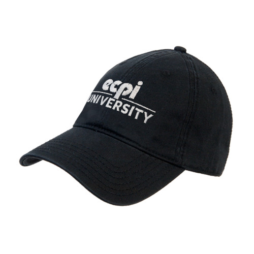  Black Unstructured Adjustable Low Profile Hat - ECPI University Stacked