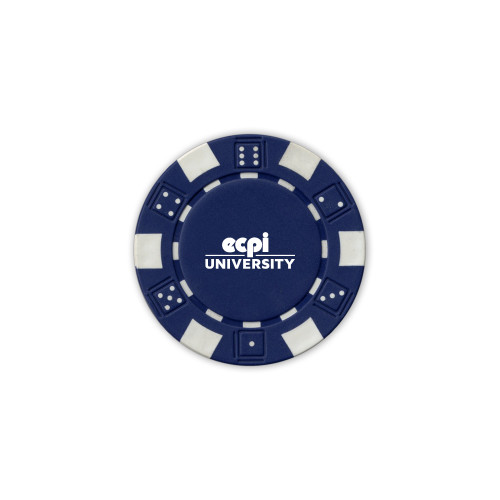  Blue Game Chip - ECPI University Stacked