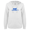 Thumbnail image for  ENZA Womens White V Notch Raw Edge Fleece Hoodie