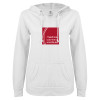 Thumbnail image for  ENZA Womens White V Notch Raw Edge Fleece Hoodie