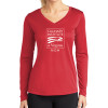 Thumbnail image for  Womens Red Performance Long Sleeve V Neck Shirt