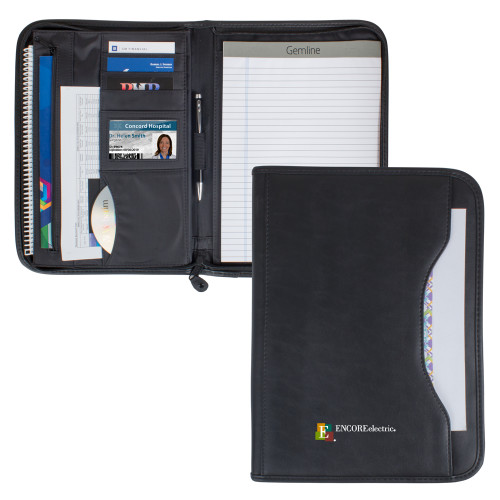  Wall Street Black Zippered Padfolio - Encore Electric