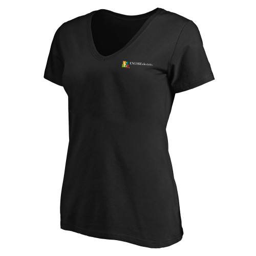  Womens Plus Black V Neck T Shirt - Encore Electric