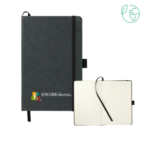  5.5 x 8.5 Black FSC Mix Recycled Leather Bound Journal - Encore Electric