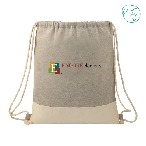  Split Recycled Cotton Grey/Natural Drawstring Bag - Encore Electric