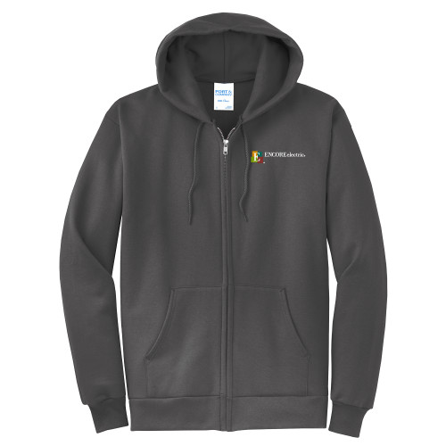  Extended Charcoal Fleece Full Zip Hoodie - Encore Electric