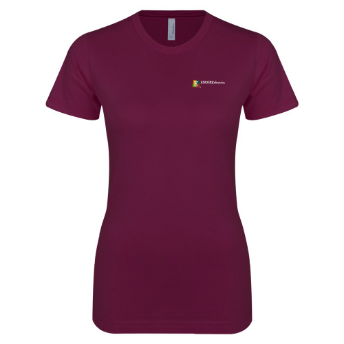  Next Level Womens Maroon Boyfriend Tee - Encore Electric