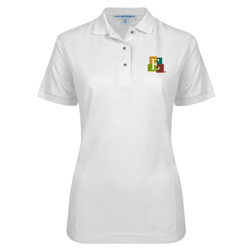  Womens Silk Touch White Pique Polo - Icon