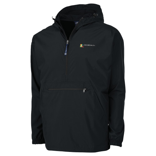  Charles River Womens Black Pack N Go Pullover Jacket - Encore Electric