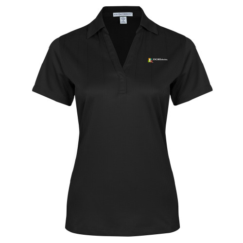  Womens Black Performance Fine Jacquard Polo - Encore Electric
