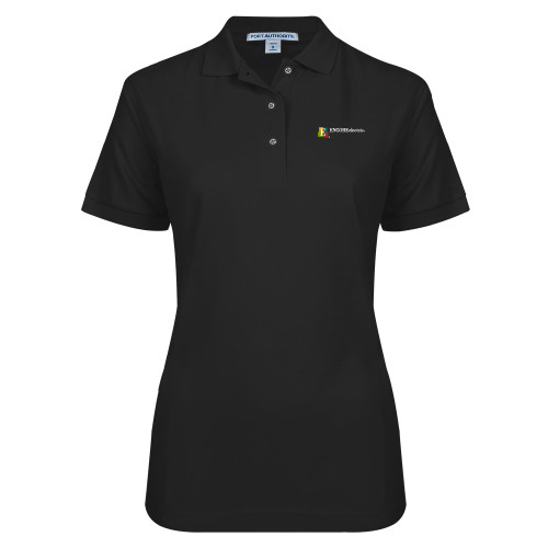  Womens Silk Touch Black Pique Polo - Encore Electric