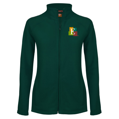  Womens Dark Green Fleece Full Zip Jacket - Icon