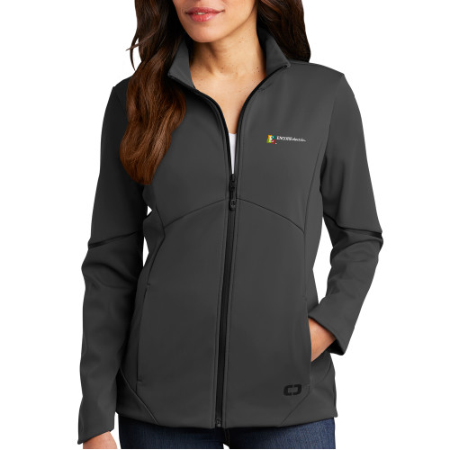  OGIO Womens Charcoal Exaction Softshell Jacket - Encore Electric
