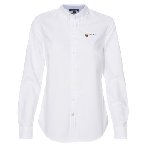  Womens Tommy Hilfiger White Solid Oxford Shirt - Encore Electric