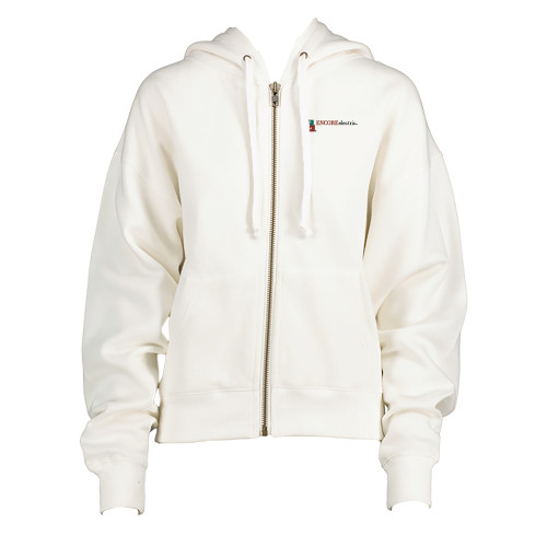  ENZA Womens White Boxy Full Zip Hood - Encore Electric