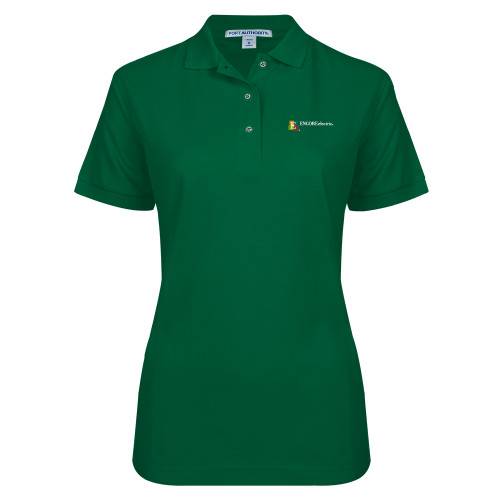  Womens Silk Touch Dark Green Pique Polo - Encore Electric