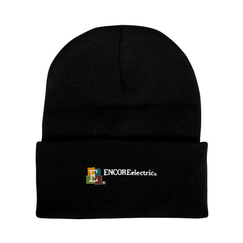  Black Knit Beanie w/Cuff - Encore Electric