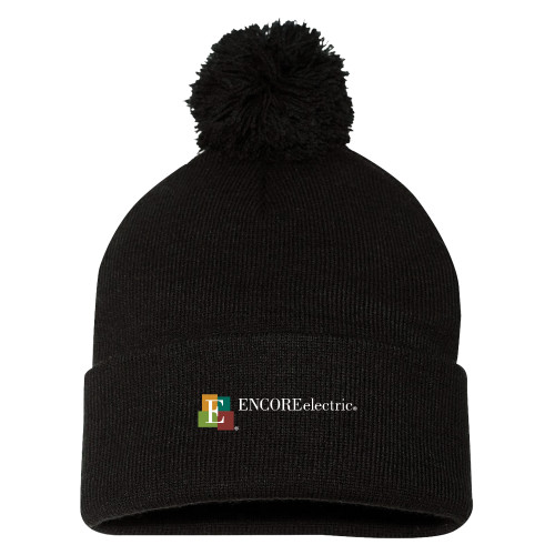  Sportsman Black Pom Pom Cuffed Beanie - Encore Electric