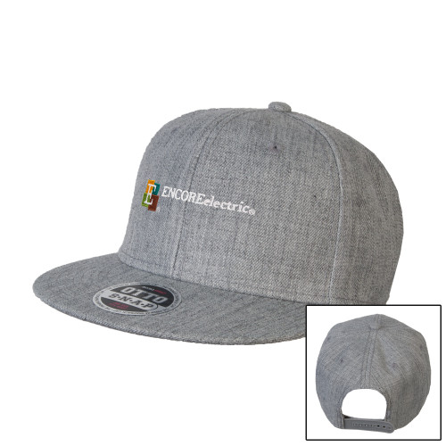  Heather Grey Wool Blend Flat Bill Snapback Hat - Encore Electric