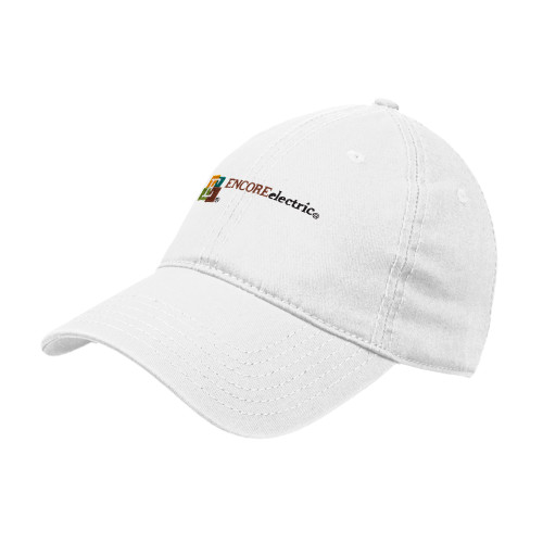  White Unstructured Adjustable Low Profile Hat - Encore Electric