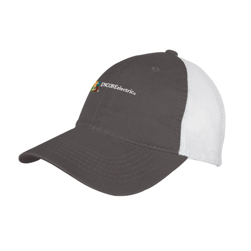  Charcoal/White Mesh Back Unstructured Low Profile Hat - Encore Electric