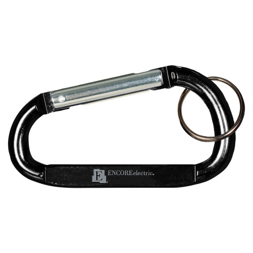  Black Carabiner with Split Ring - Encore Electric Engraved