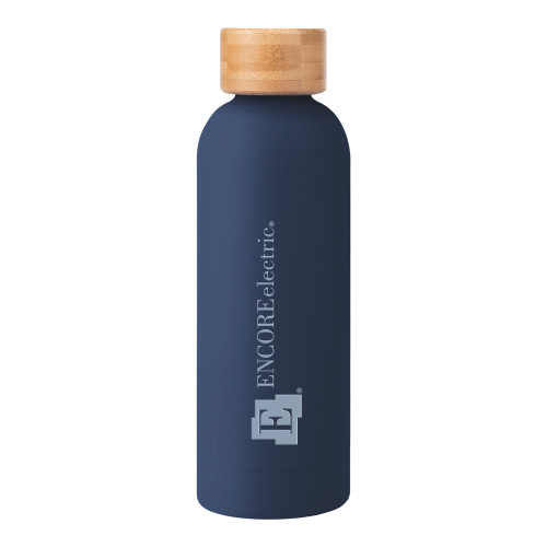  Blair Navy Stainless Steel Bottle w/ Bamboo Lid 17 oz - Encore Electric Engraved