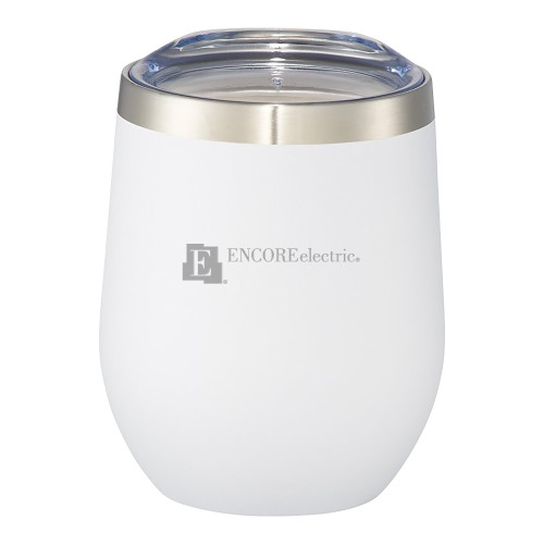  Corzo Vacuum Insulated White Cup 12oz - Encore Electric Engraved