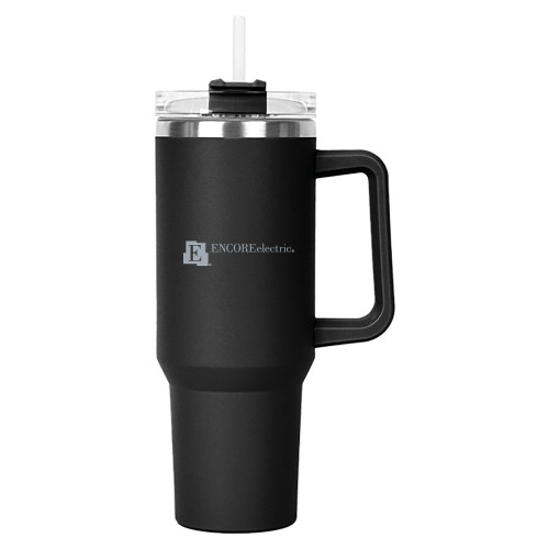  Hippo Black Mug & Straw Lid with Twist Closure 40 oz - Encore Electric Engraved