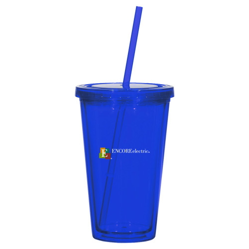  Madison Double Wall Blue Tumbler w/Straw 16oz - Encore Electric