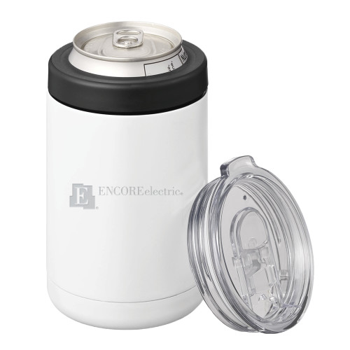  2 in 1 White Can Cooler Tumbler 12oz - Encore Electric Engraved
