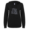 Thumbnail image for  ENZA Womens Black V Notch Raw Edge Fleece Hoodie