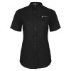 Thumbnail image for  Womens Black Twill Button Up Short Sleeve