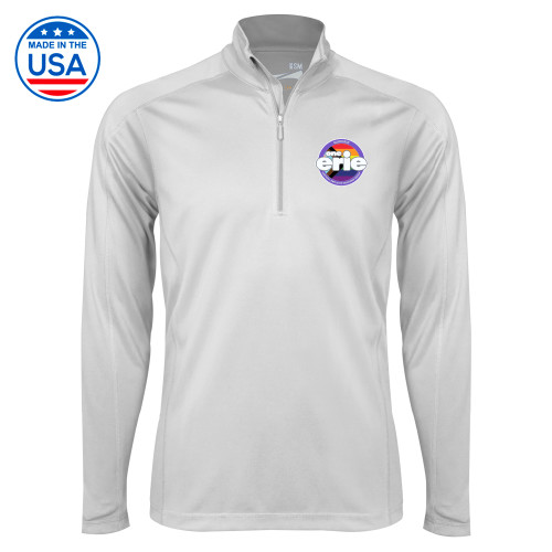  Syntrel White Interlock 1/4 Zip - One Erie Pride