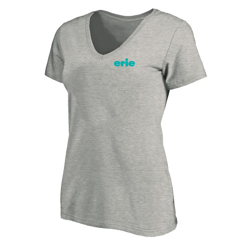  Womens Plus Heather Grey V Neck T Shirt - erie - Plus
