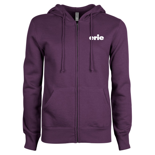 ENZA Womens Purple Fleece Full Zip Hoodie - erie