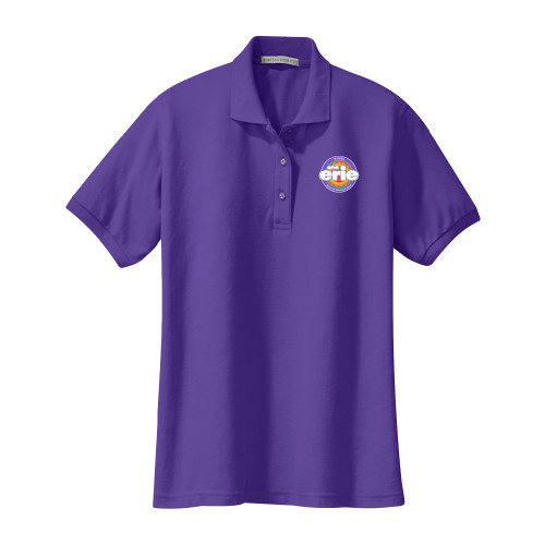  Womens Silk Touch Purple Pique Polo - One Erie Raices