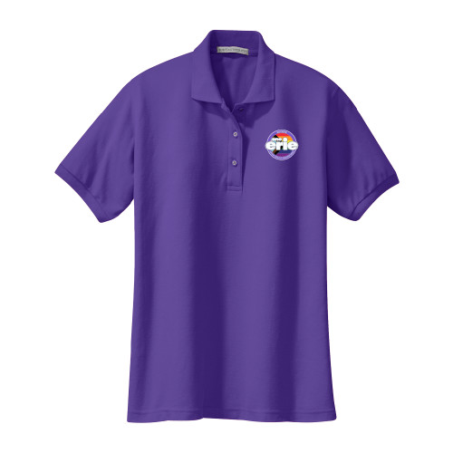  Womens Silk Touch Purple Pique Polo - One Erie Pride
