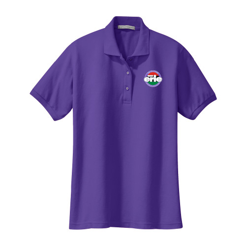  Womens Silk Touch Purple Pique Polo - One Erie Culture