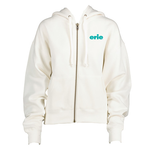  ENZA Womens White Boxy Full Zip Hood - erie